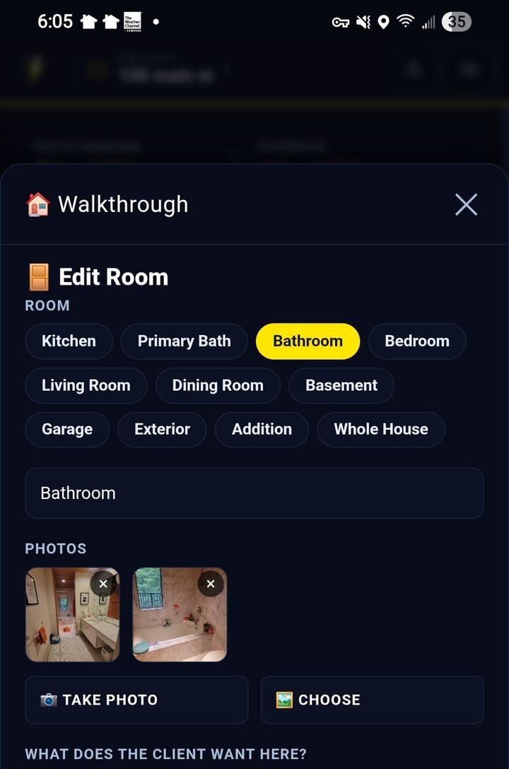 Walkthrough — scoping a room from photos